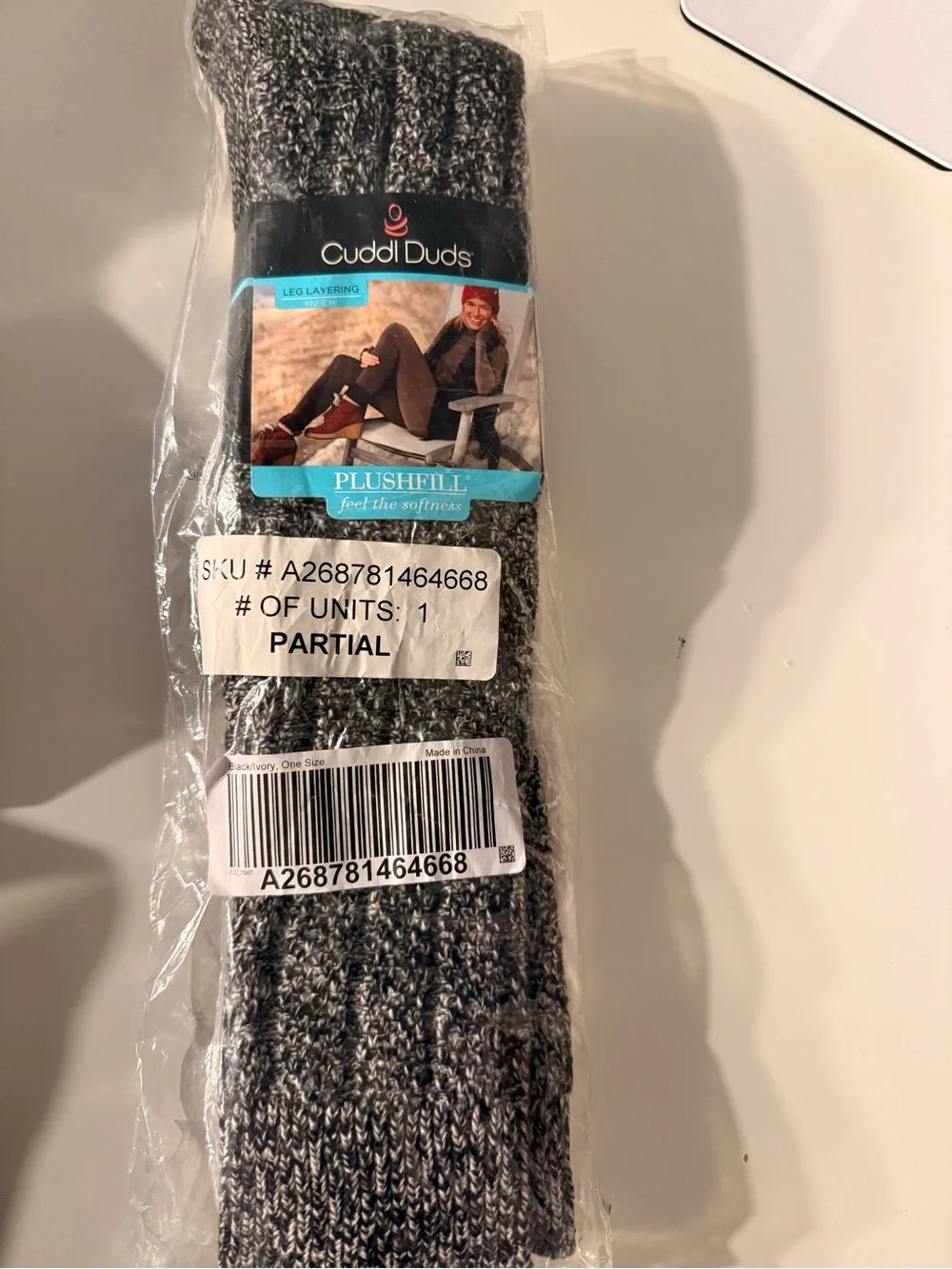 Cuddl Duds women’s  Plushfill Leg Layering Socks - Gray
